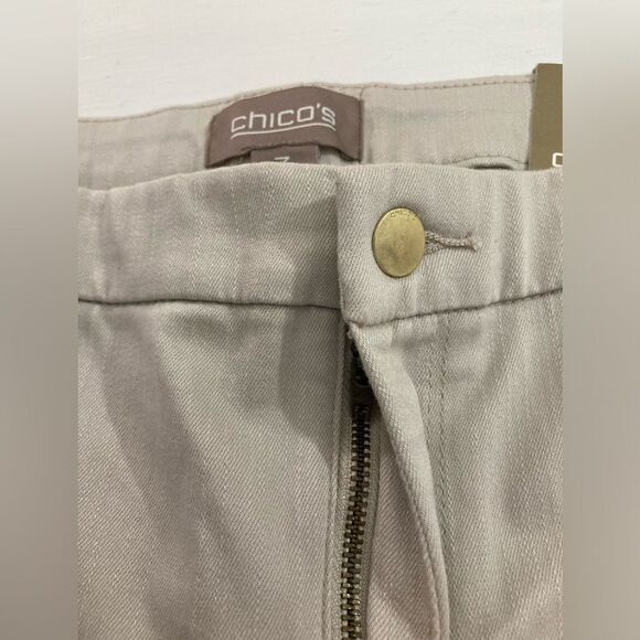 Chico's Pants Women’s XL Beige Perfect Stretch Girlfriend Slim Ankle Jeans - Picture 7 of 14